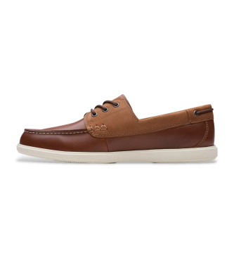 Clarks Scarpe da barca in pelle marrone Bratton