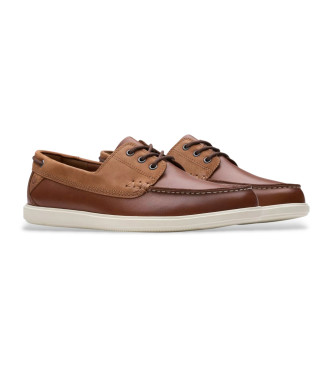 Clarks Scarpe da barca in pelle marrone Bratton