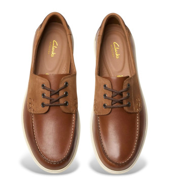 Clarks Scarpe da barca in pelle marrone Bratton