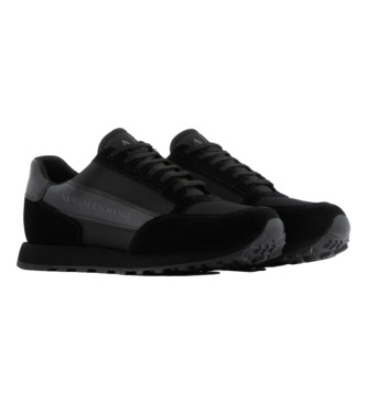 Armani Exchange Mesh-sneakers i lder, sort