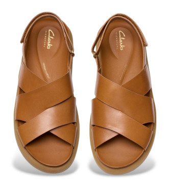 Clarks Aristella Sun usnjeni sandali rjave barve