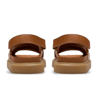 Clarks Aristella Sun usnjeni sandali rjave barve