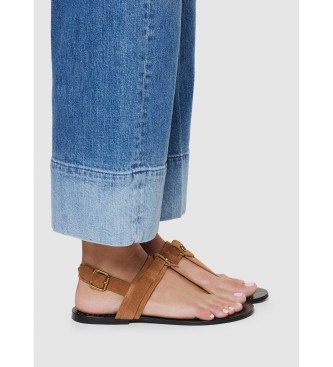 Pepe Jeans Sandales en cuir Sann One marron