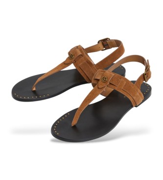 Pepe Jeans Sandales en cuir Sann One marron