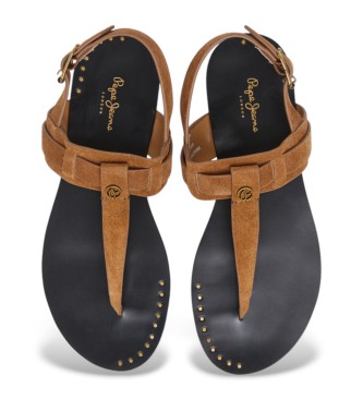 Pepe Jeans Sandales en cuir Sann One marron