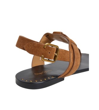 Pepe Jeans Sandales en cuir Sann One marron