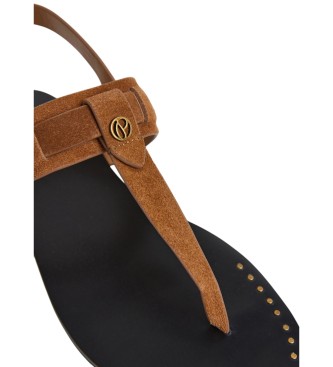Pepe Jeans Sandales en cuir Sann One marron