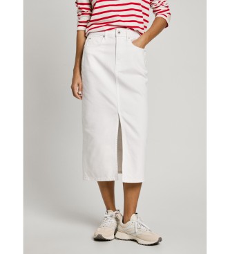 Pepe Jeans Midi-nederdel i hvidt, ikke-elastisk denimstof