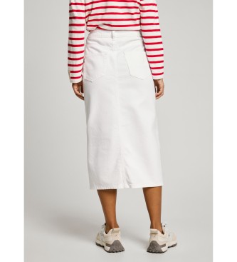 Pepe Jeans Midi-nederdel i hvidt, ikke-elastisk denimstof
