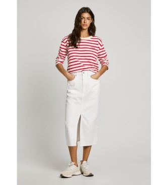 Pepe Jeans Midi-nederdel i hvidt, ikke-elastisk denimstof