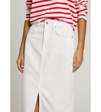 Pepe Jeans Midi-nederdel i hvidt, ikke-elastisk denimstof