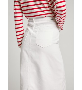 Pepe Jeans Midi-nederdel i hvidt, ikke-elastisk denimstof