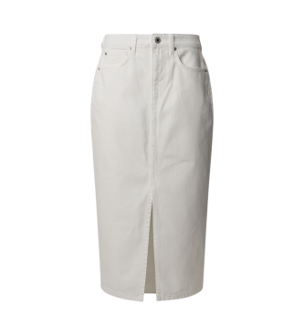 Pepe Jeans Midi-nederdel i hvidt, ikke-elastisk denimstof