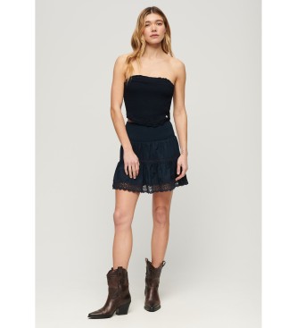 Superdry Minijupe en tissu mlang avec dentelle Ibiza marine