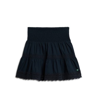 Superdry Minijupe en tissu mlang avec dentelle Ibiza marine