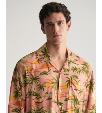 Gant Relaxed Fit kortrmet skjorte med Hawaii-print pink