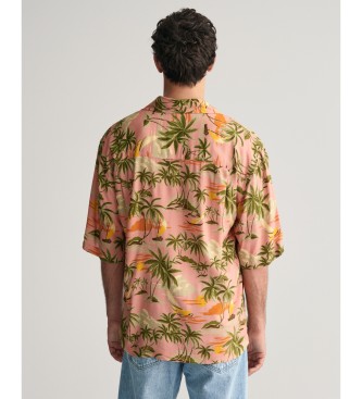 Gant Relaxed Fit kortrmet skjorte med Hawaii-print pink