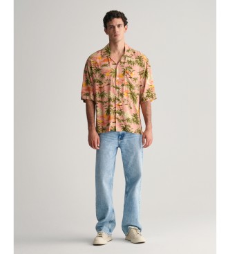 Gant Relaxed Fit kortrmet skjorte med Hawaii-print pink