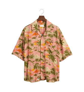 Gant Relaxed Fit kortrmet skjorte med Hawaii-print pink