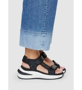 Pepe Jeans Skórzane sandały Winslove Action czarne