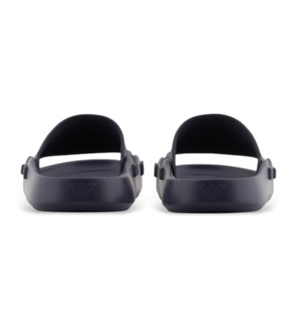 Emporio Armani Infradito in PVC con cinturino con logo dell'aquila blu navy