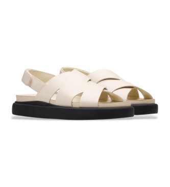 Clarks Białe kremowe skórzane sandały Aristella Sun