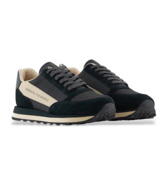 Armani Exchange Chaussures de sport en cuir noir
