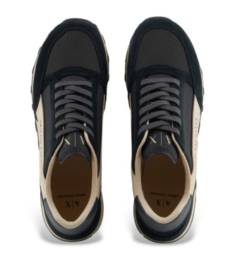Armani Exchange Chaussures de sport en cuir noir