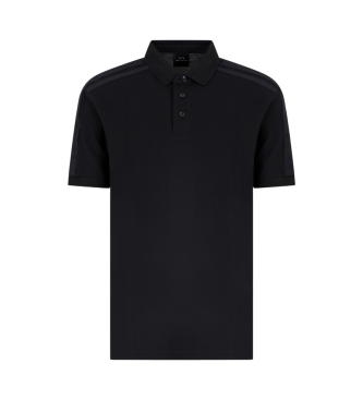 Armani Exchange Short sleeve polo shirt in black cotton piqu