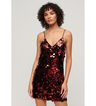 Superdry Mini robe  paillettes rouge disco