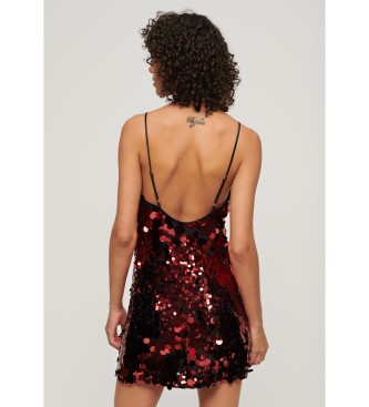 Superdry Mini robe  paillettes rouge disco