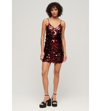 Superdry Mini robe  paillettes rouge disco