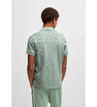 BOSS Cotton polo shirt with circular jacquard green  