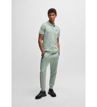 BOSS Cotton polo shirt with circular jacquard green  