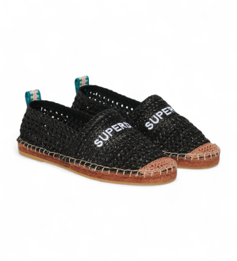 Superdry Alpargatas de rafia con incrustaciones negro