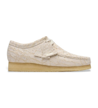 Clarks Wallabee leather shoes white ecru