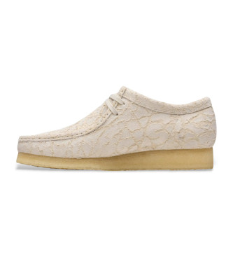 Clarks Wallabee leather shoes white ecru