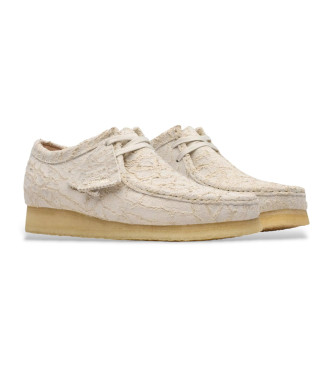 Clarks Wallabee leather shoes white ecru