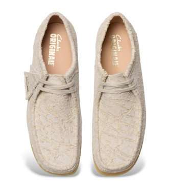 Clarks Wallabee leather shoes white ecru