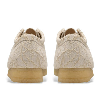 Clarks Wallabee leather shoes white ecru