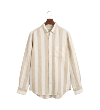 Gant Camisa Regular Fit de lino a rayas atrevidas beige