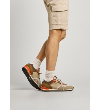 Pepe Jeans London Muse beige träningsskor i läder