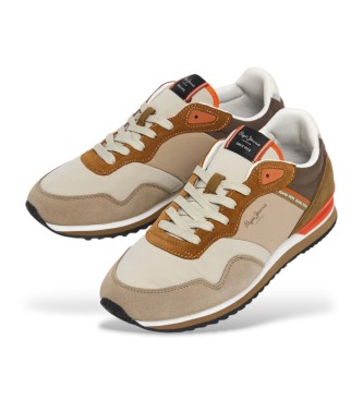 Pepe Jeans London Muse beige träningsskor i läder