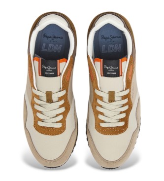 Pepe Jeans London Muse beige träningsskor i läder