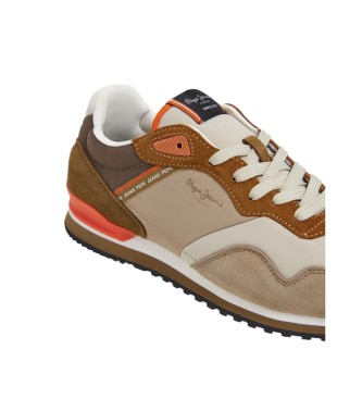 Pepe Jeans London Muse beige träningsskor i läder