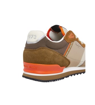 Pepe Jeans London Muse beige träningsskor i läder