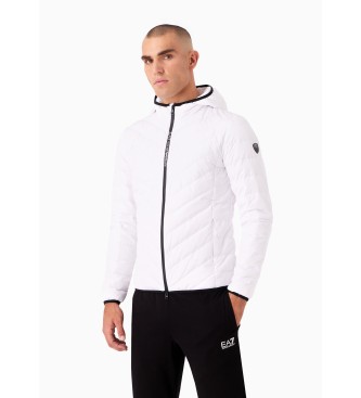 EA7 Premium Shield Opvouwbaar Donsjack met capuchon Wit