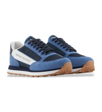 Armani Exchange Sneakers in pelle blu inglese 