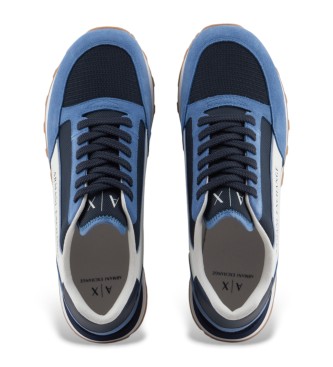 Armani Exchange Sneakers in pelle blu inglese 