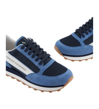 Armani Exchange Sneakers in pelle blu inglese 